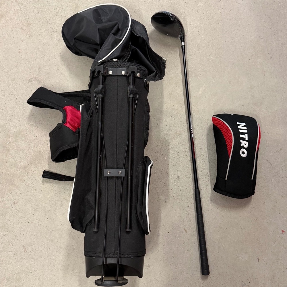 Nitro Blaster Junior Golf Bag and 16 Degree Driver Set Black Red with Headcover - Picture 3 of 16